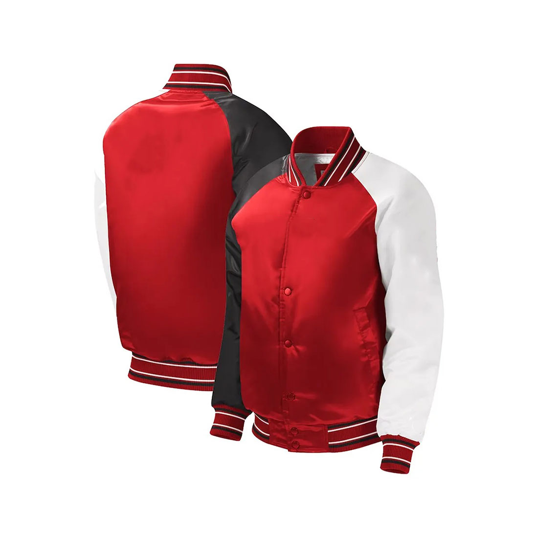 Red & White satin baseball jacket multi-colors Sports varsity jackets