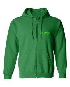 Custom Zipper Green Hoodie with 3D Printing