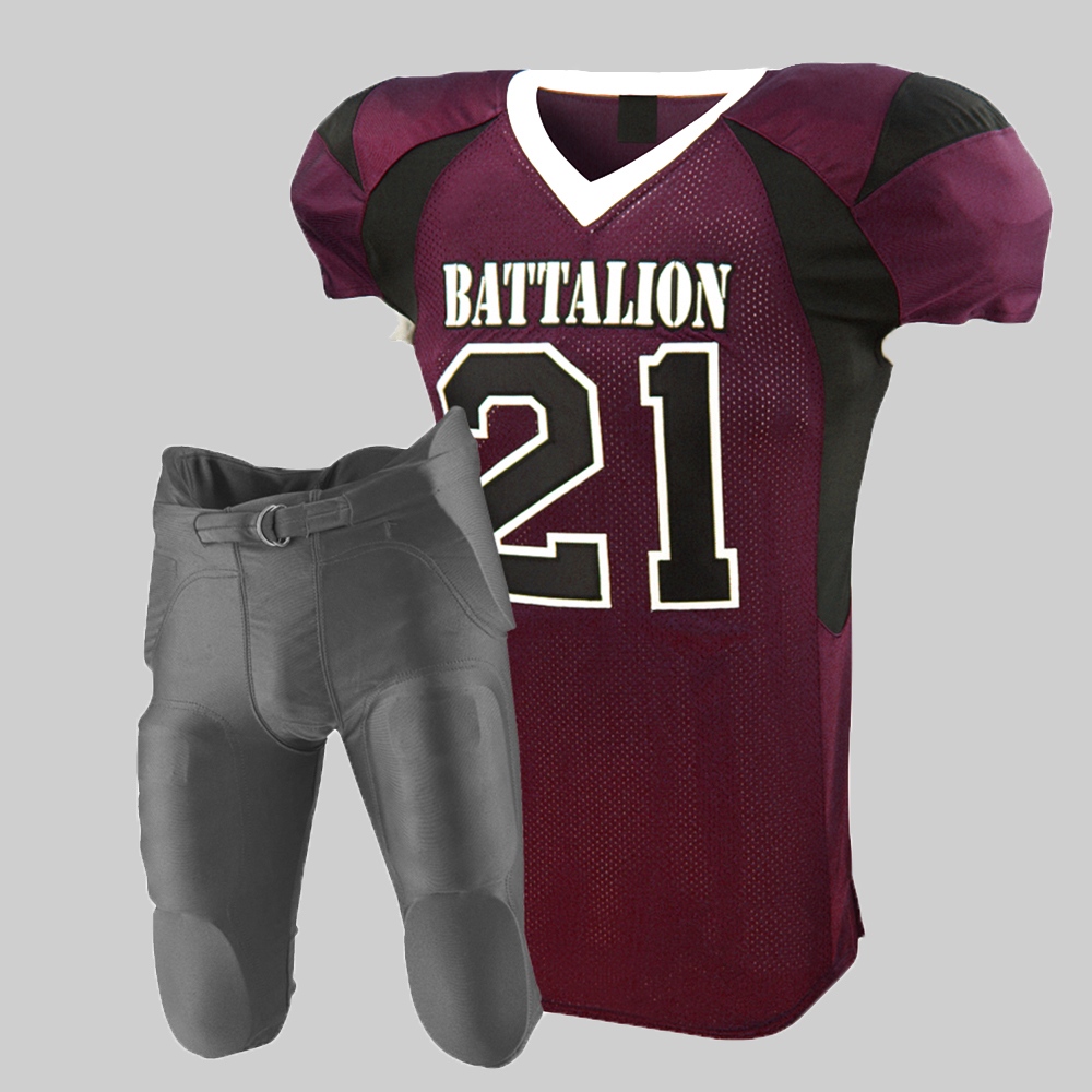 American football uniforms sublimated with integrated football pants
