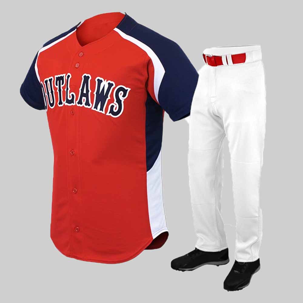 Full Button Baseball Jerseys with white pant for your youth team club