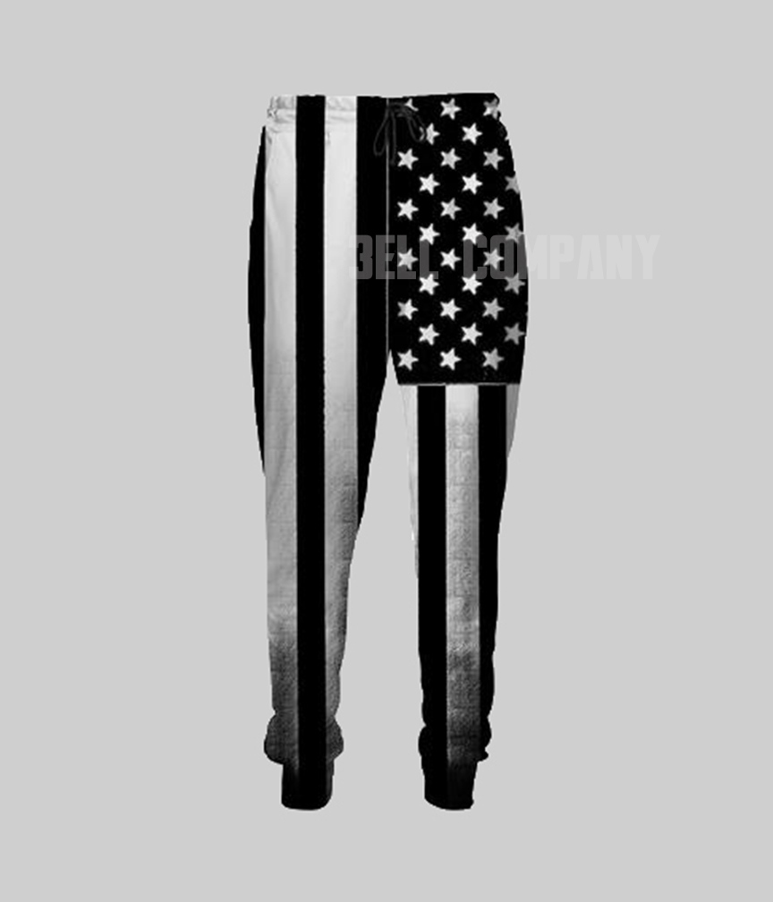American Flag Black and White Custom Men's Sublimation Joggers | Sweatpants