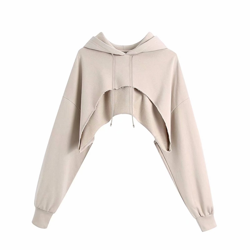 Women's Crop Hoodies Long Sleeve Drawstring Short Style Fashion hoodies Pullovers