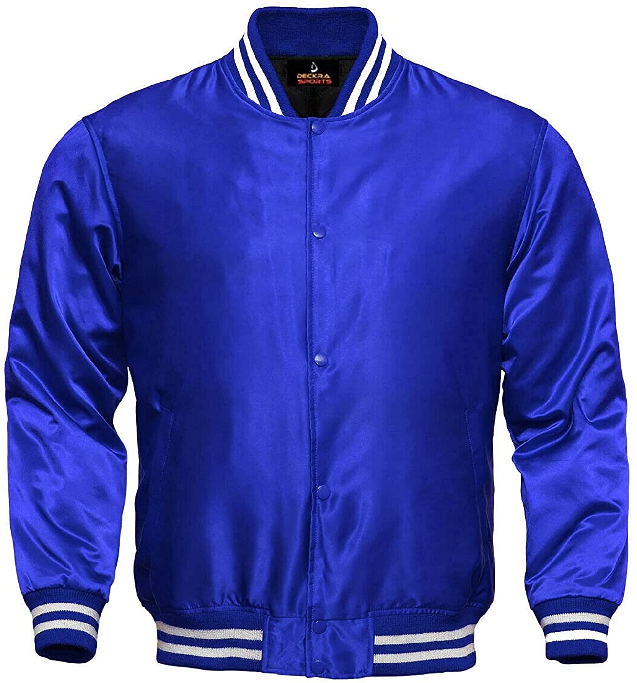 Custom Satin Varsity Jackets 100% Polyester Custom Your Design Silk Screen Blue Men Printing Satin Jackets