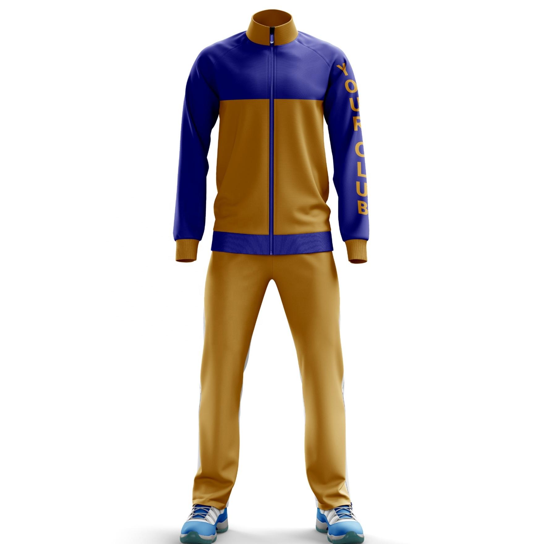Wholesale Sublimation Custom Unique Gym Training Purple Gold Tracksuit