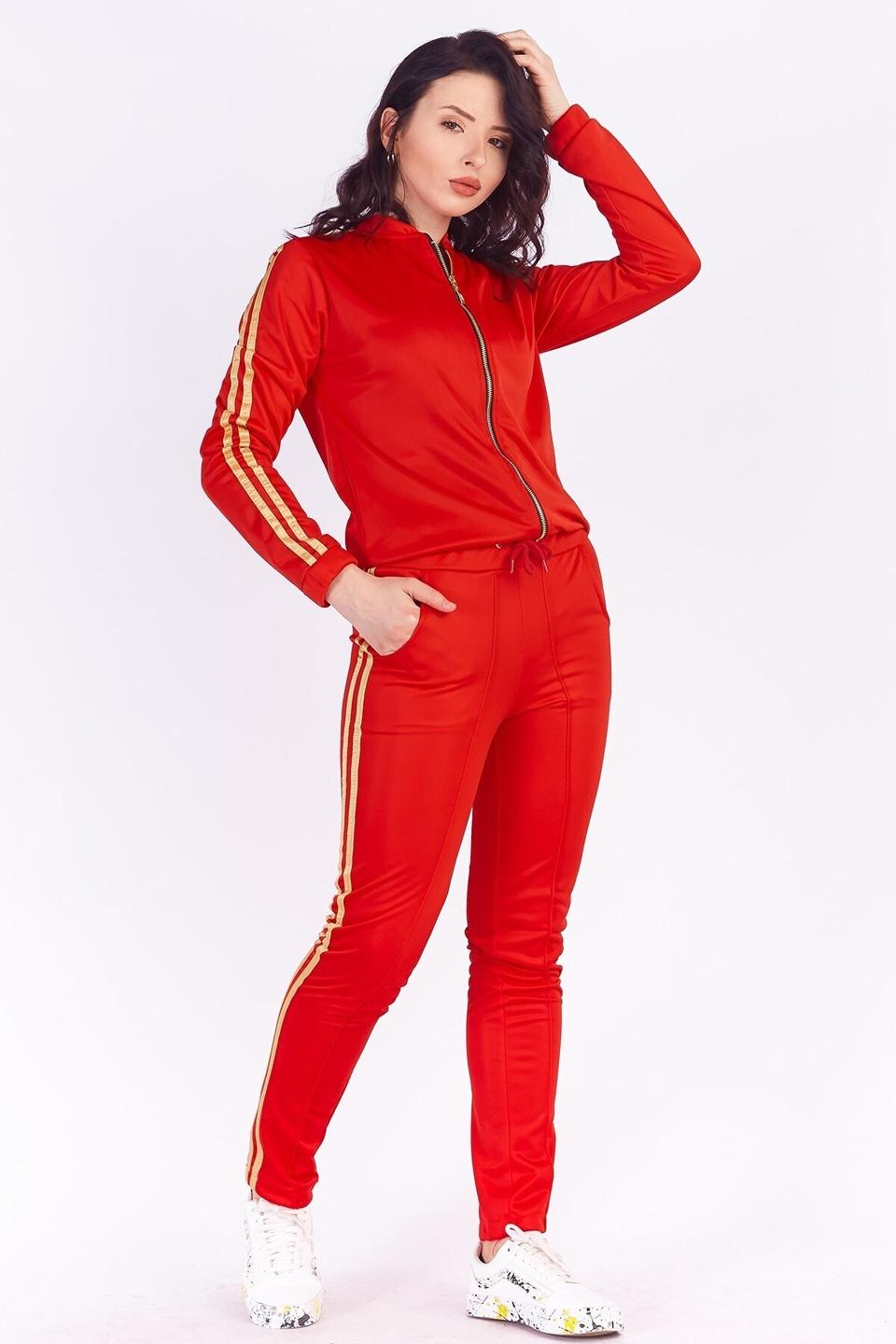 Fashion Women Red and Gold Striped Suits