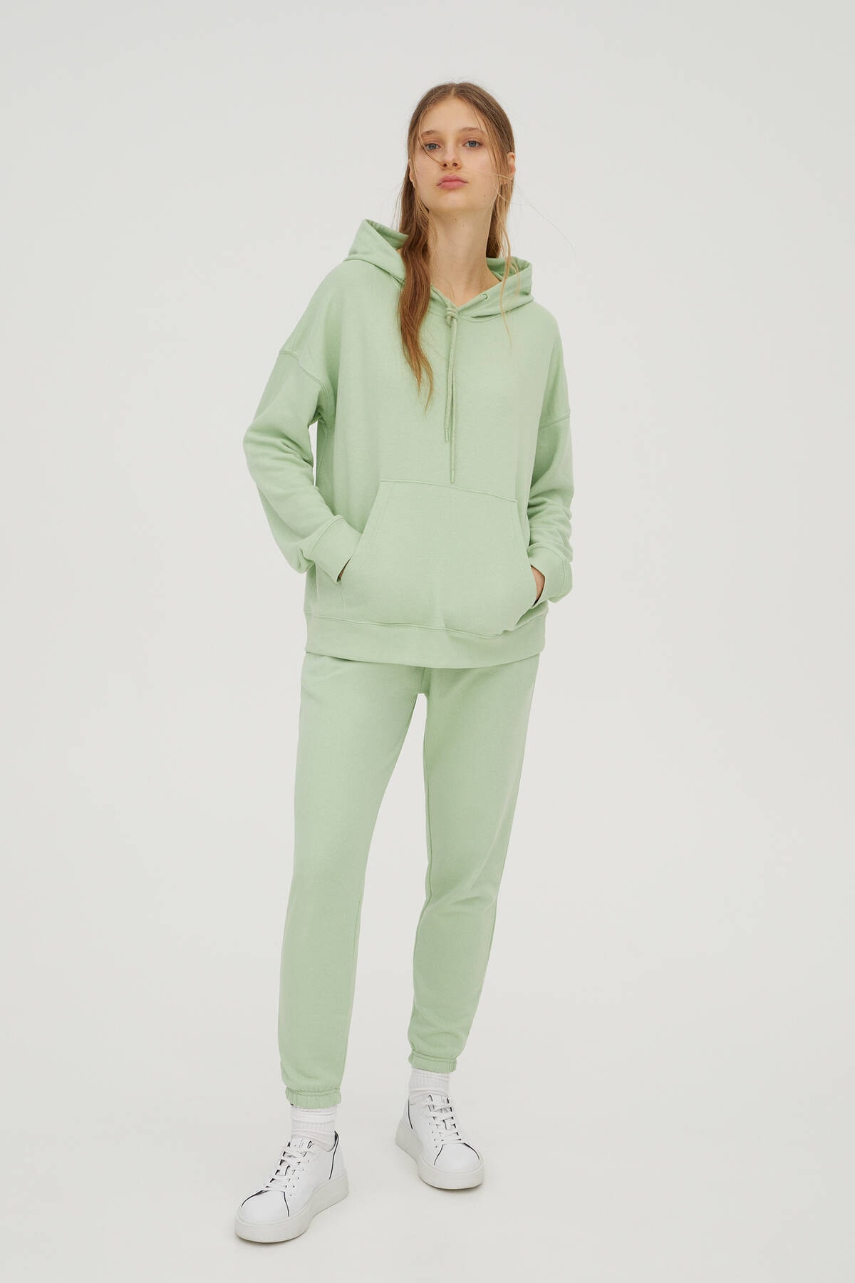 Women Mint Green Elastic Cuffed Basic Jogging Fit Suit