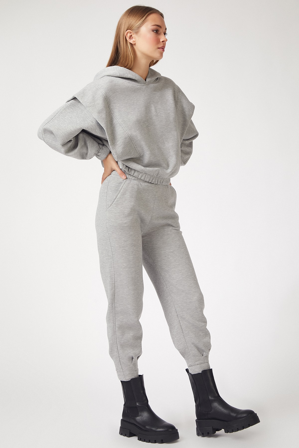 Women's Gray Padded Fleece Track Suit