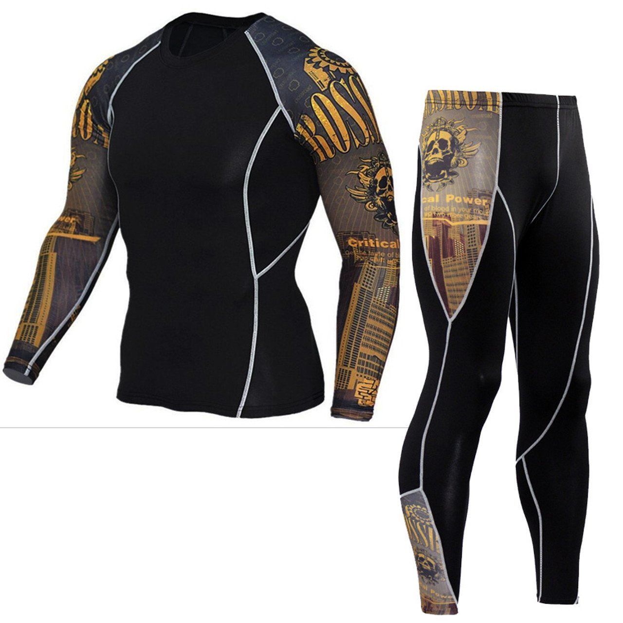 Men's Compression shirt and Pants Fitness Hombres Bodybuilding Tights sports Men's