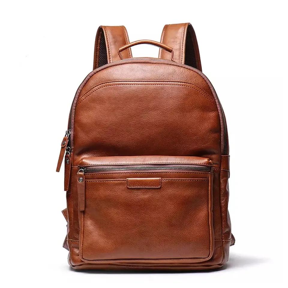 Customized Luxury Men's Genuine Leather Backpack Bags Waterproof Crazy Horse Leather College Other Laptop Backpacks for Men