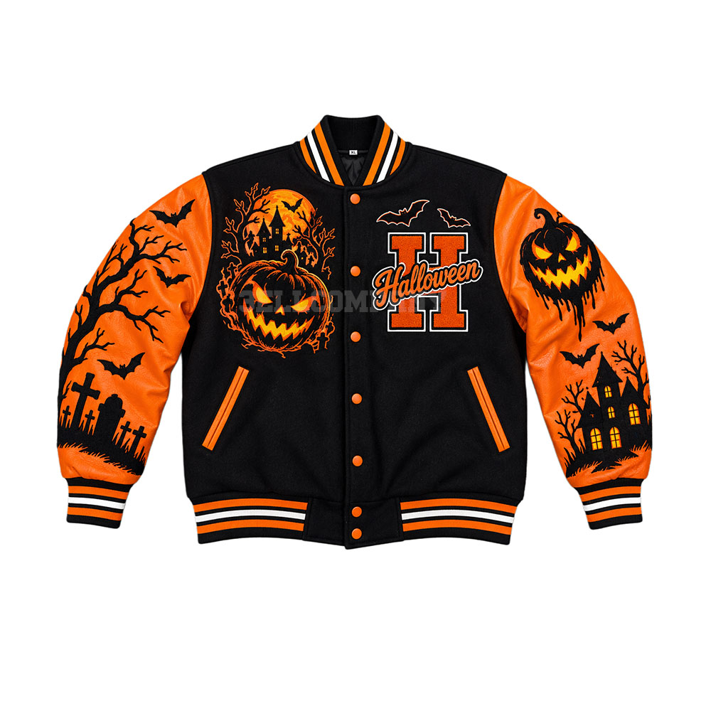 Custom Halloween Varsity Jacket – Personalized Spooky Letterman Jacket
