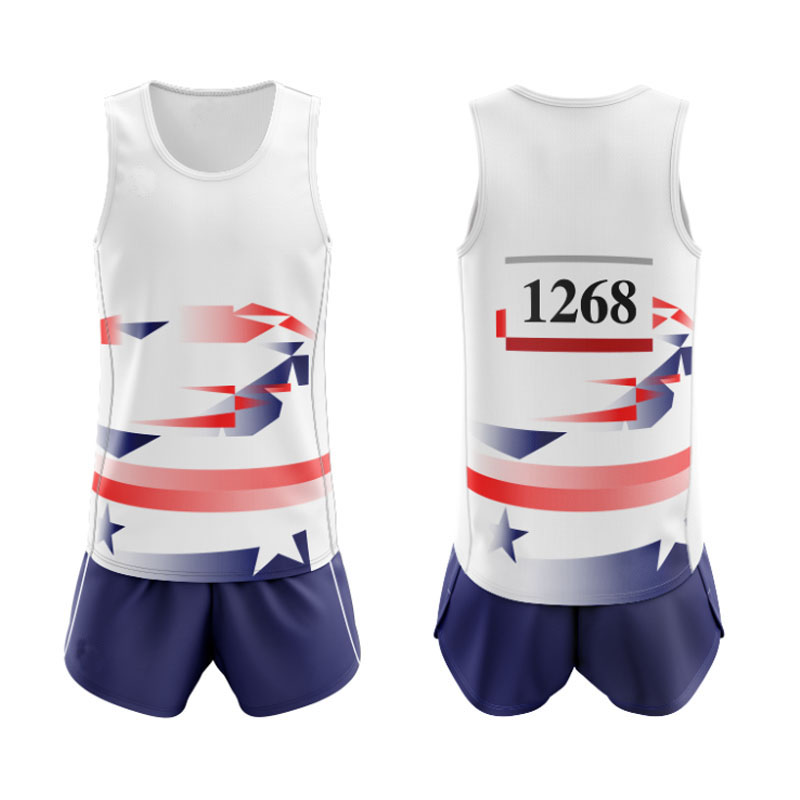 New Arrival Customized Unisex Cheap Sublimated Track And Field Uniform Set 100% polyester Quick Dry Blank Marathon Track Uniform