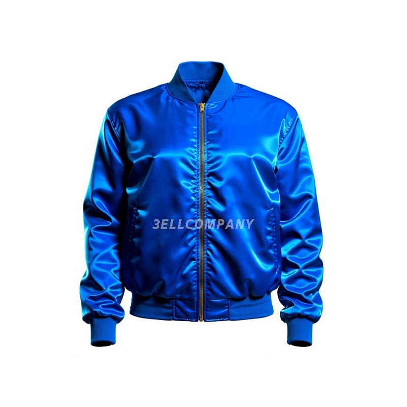 Custom Wholesaler Blank Satin Bomber Jacket With Zipper