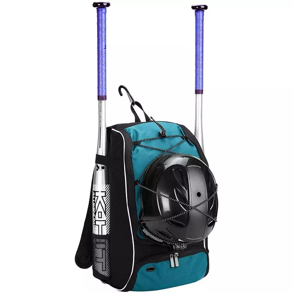Blue and Black Color Backpack For Adult Baseball Gear Bag With Helmet Holder