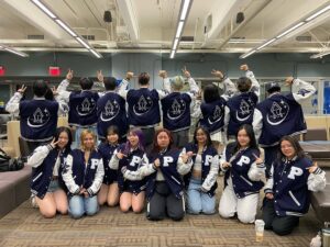 PARANG Navy Blue Wool & White Leather Sleeves Team Varsity Jackets