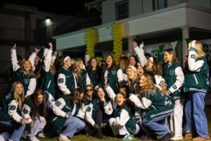 AEPHI Green Wool & White Leather Sleeves Group Varsity Jackets