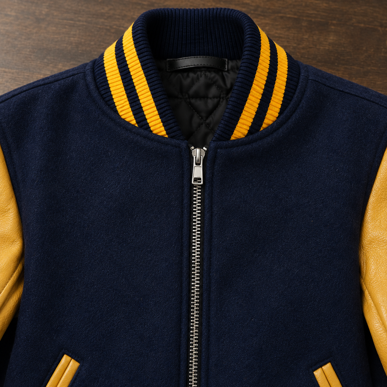 metal zip varsity jacket